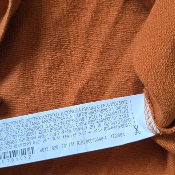 Zara Burnt Orange Short Sleeves T Shirt Dress Size Medium - Picture 6 of 11